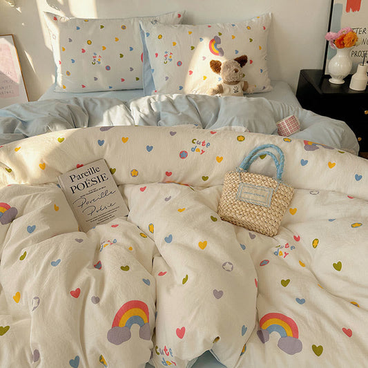 Rainbow Hearts Soft Touch Bedding Set