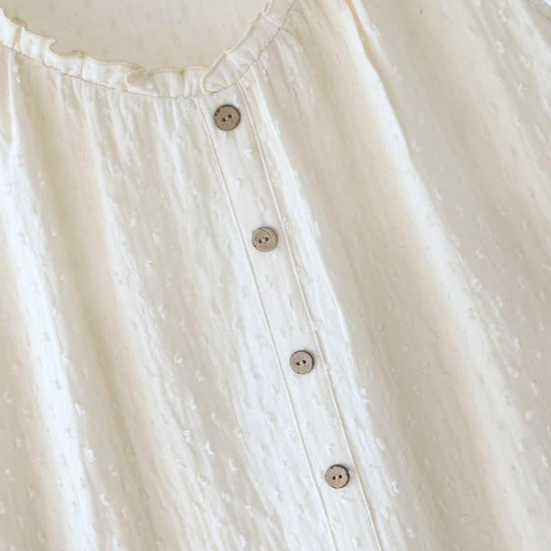 White Cotton Textured Sleeveless Lounge Dress