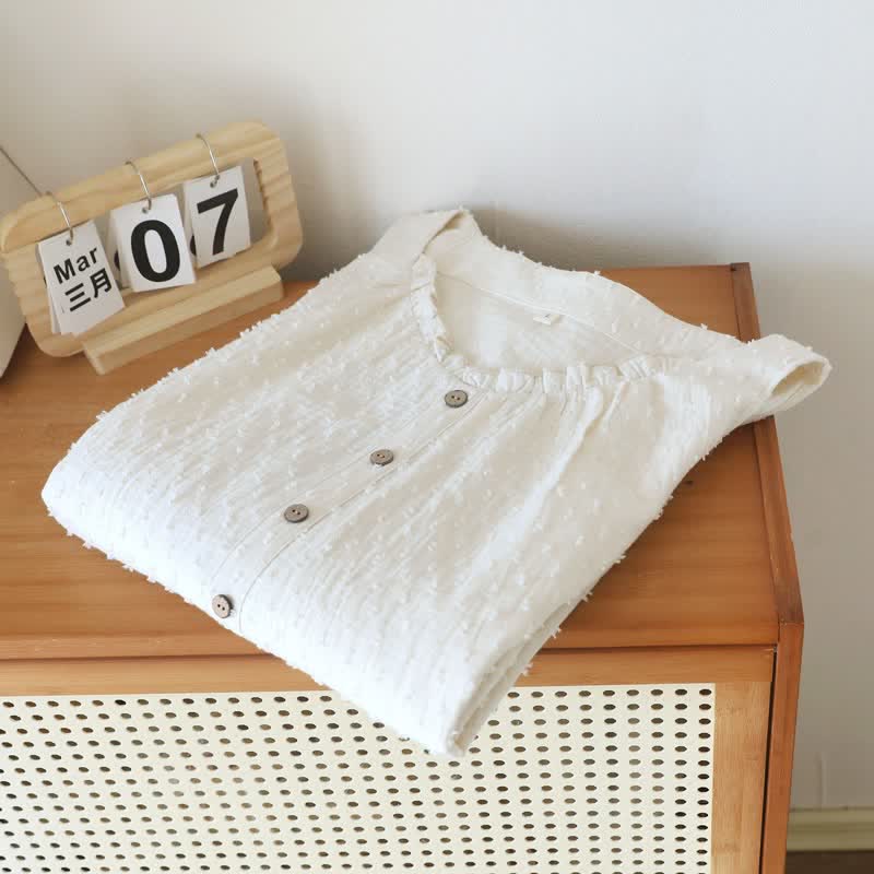 White Cotton Textured Sleeveless Lounge Dress