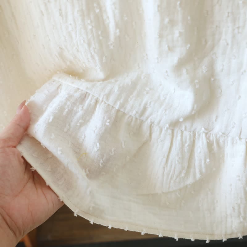 White Cotton Textured Sleeveless Lounge Dress