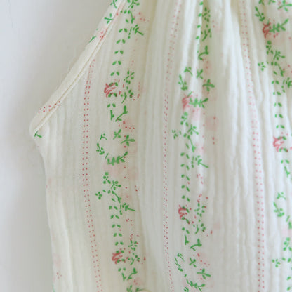 Fresh Floral Leaf Cotton Ruffle Nightgown