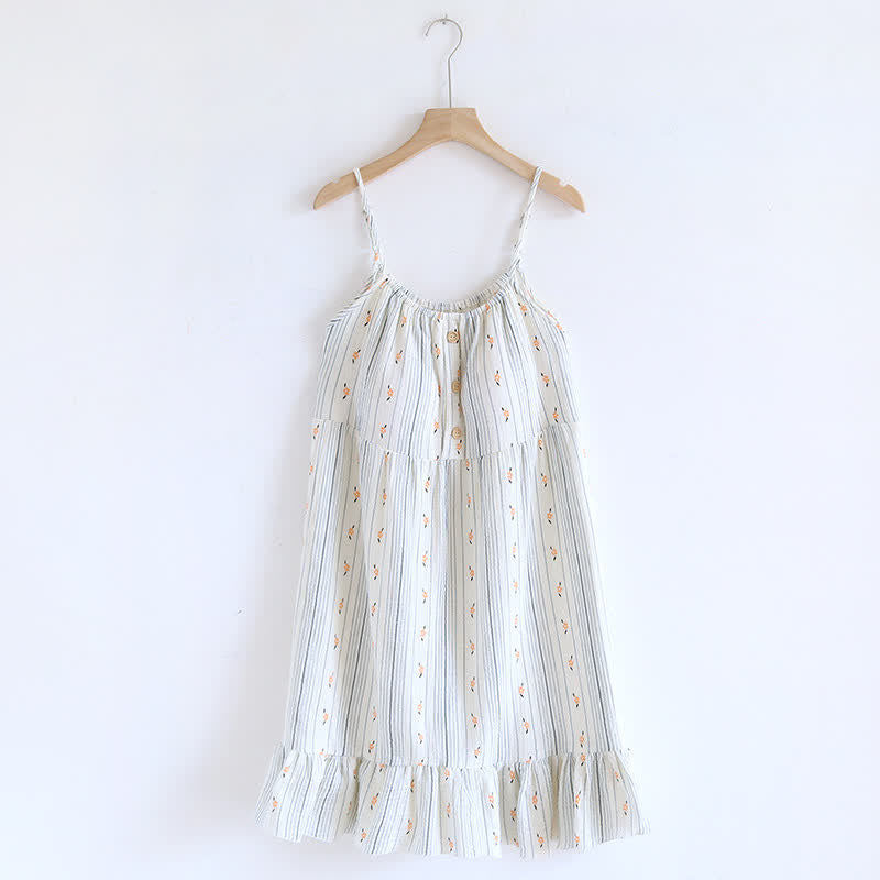 Sweet Floral Cotton Ruffle Cami Nightdress