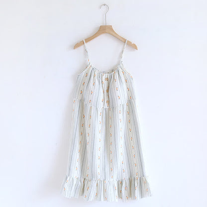 Sweet Floral Cotton Ruffle Cami Nightdress