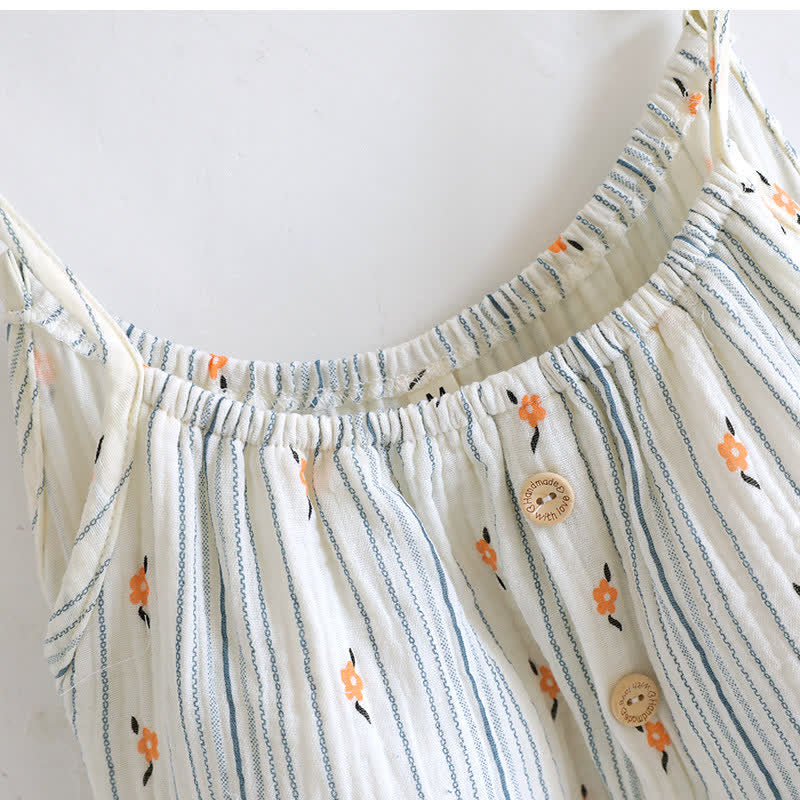 Sweet Floral Cotton Ruffle Cami Nightdress