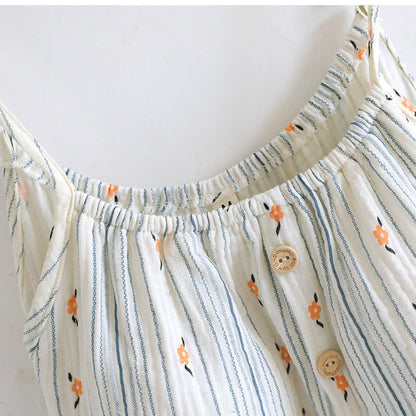 Sweet Floral Cotton Ruffle Cami Nightdress