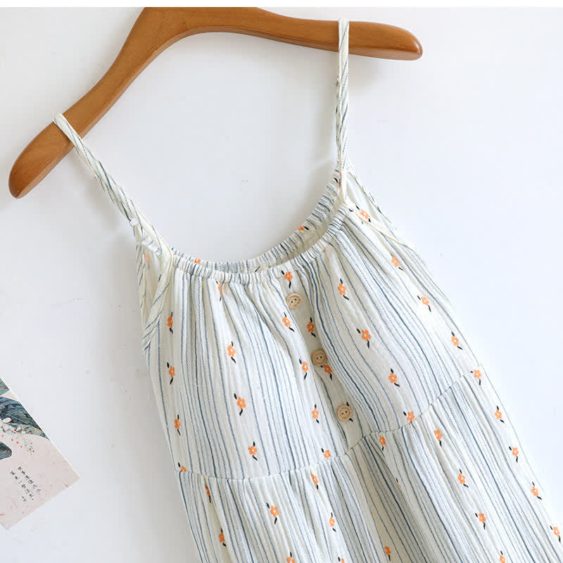 Sweet Floral Cotton Ruffle Cami Nightdress