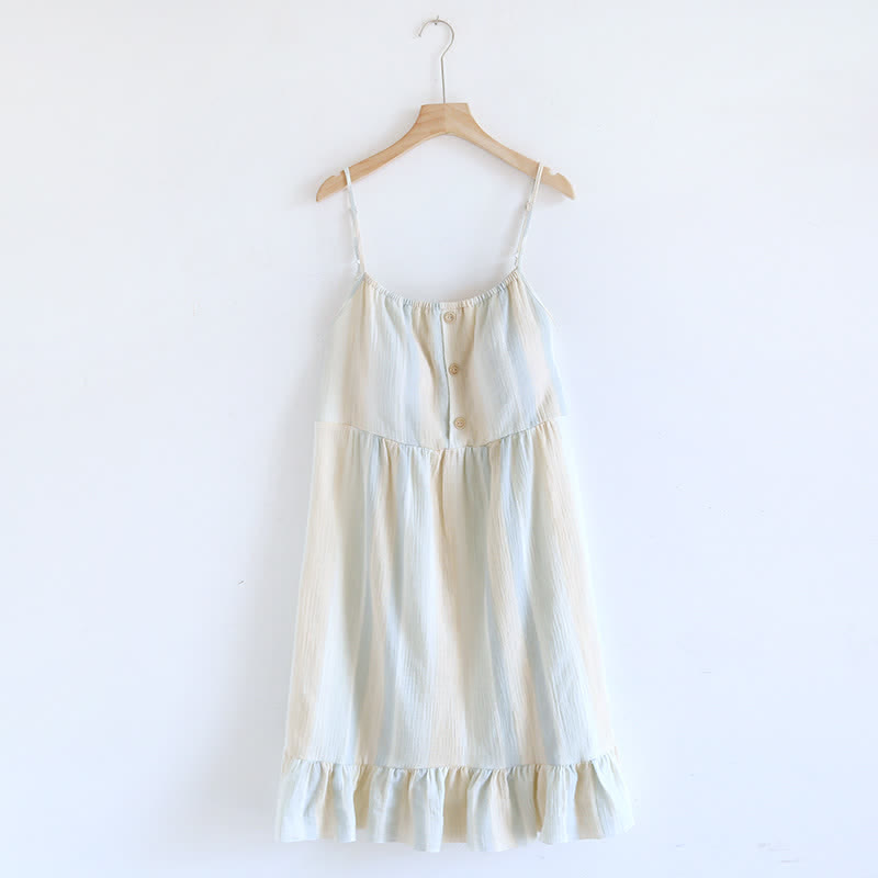 Pastel Stripe Cotton Tiered Cami Nightgown
