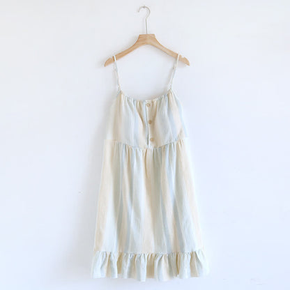 Pastel Stripe Cotton Tiered Cami Nightgown