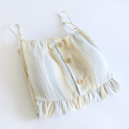 Pastel Stripe Cotton Tiered Cami Nightgown