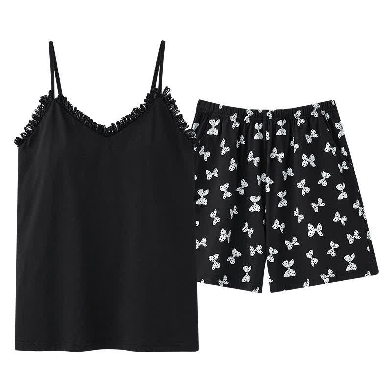 Cami & Bow Print Shorts Pajama Set