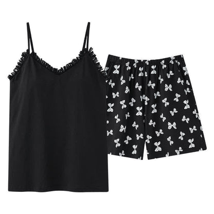 Cami & Bow Print Shorts Pajama Set