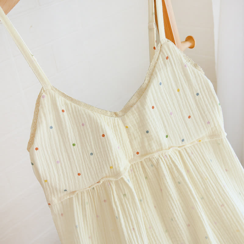 Rainbow Dot Cotton Gauze Lounge Dress
