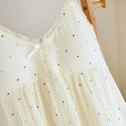 Rainbow Dot Cotton Gauze Lounge Dress