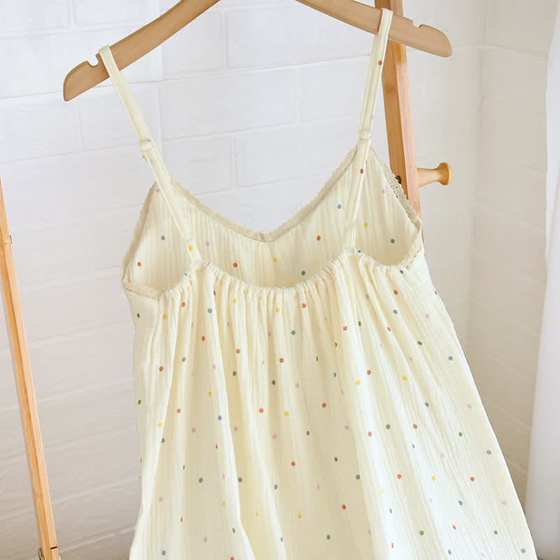 Rainbow Dot Cotton Gauze Lounge Dress