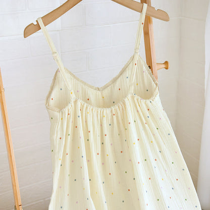 Rainbow Dot Cotton Gauze Lounge Dress
