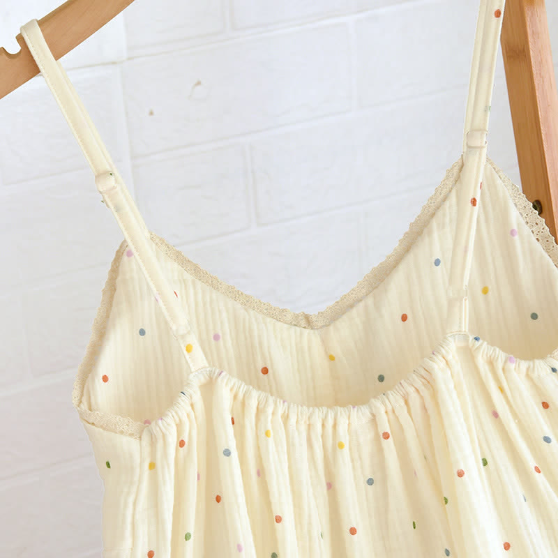 Rainbow Dot Cotton Gauze Lounge Dress