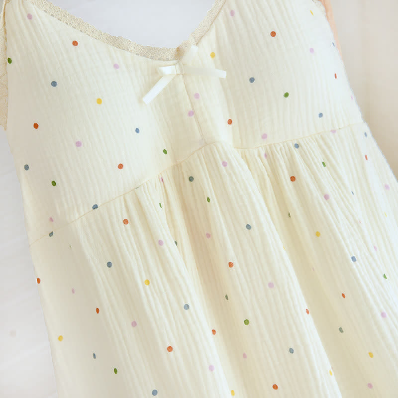 Rainbow Dot Cotton Gauze Lounge Dress