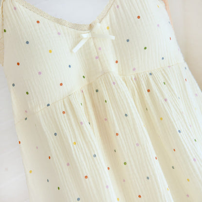 Rainbow Dot Cotton Gauze Lounge Dress