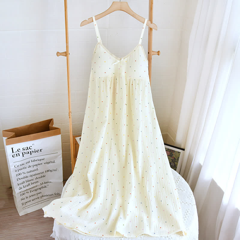 Rainbow Dot Cotton Gauze Lounge Dress