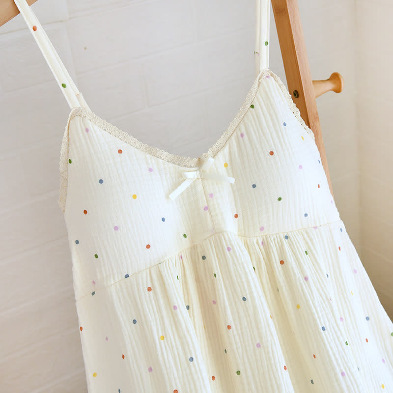 Rainbow Dot Cotton Gauze Lounge Dress