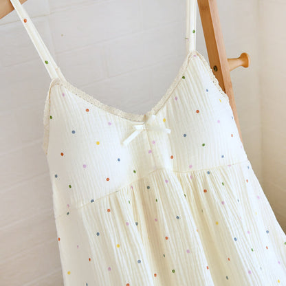 Rainbow Dot Cotton Gauze Lounge Dress