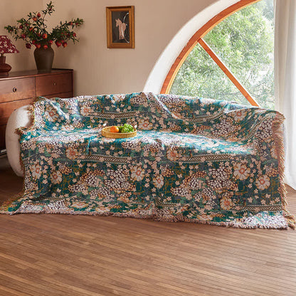 Reversible Botanical Muslin Quilt with Retro Fringe