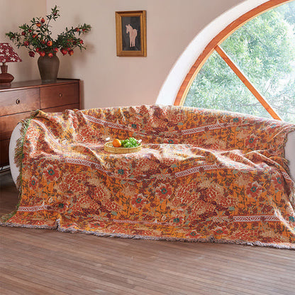 Reversible Botanical Muslin Quilt with Retro Fringe