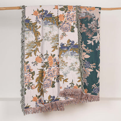 4-Layer Cotton Gauze Baroque Floral Bedspread Quilt