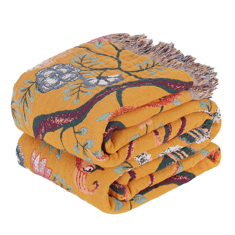 Exotic Garden 4-Layer Cotton Muslin Bedspread Quilt