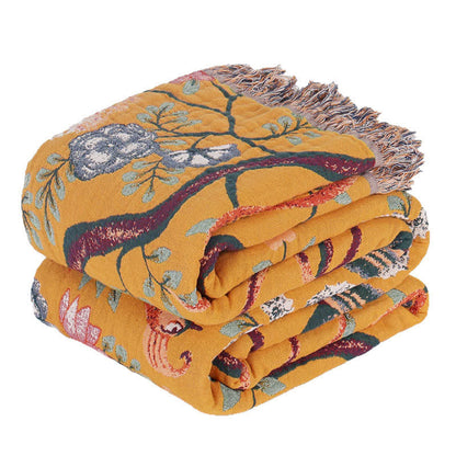 Exotic Garden 4-Layer Cotton Muslin Bedspread Quilt