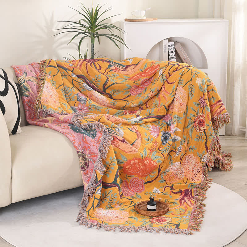 Exotic Garden 4-Layer Cotton Muslin Bedspread Quilt