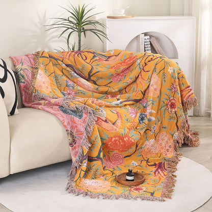 Exotic Garden 4-Layer Cotton Muslin Bedspread Quilt