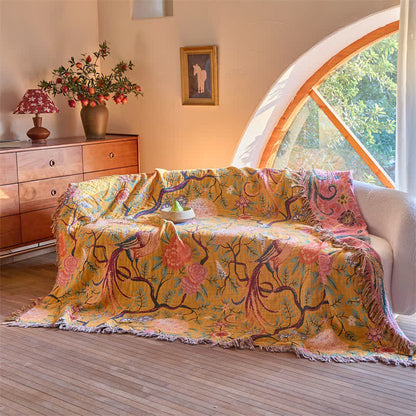 Exotic Garden 4-Layer Cotton Muslin Bedspread Quilt