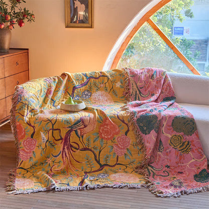 Exotic Garden 4-Layer Cotton Muslin Bedspread Quilt