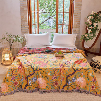 Exotic Garden 4-Layer Cotton Muslin Bedspread Quilt