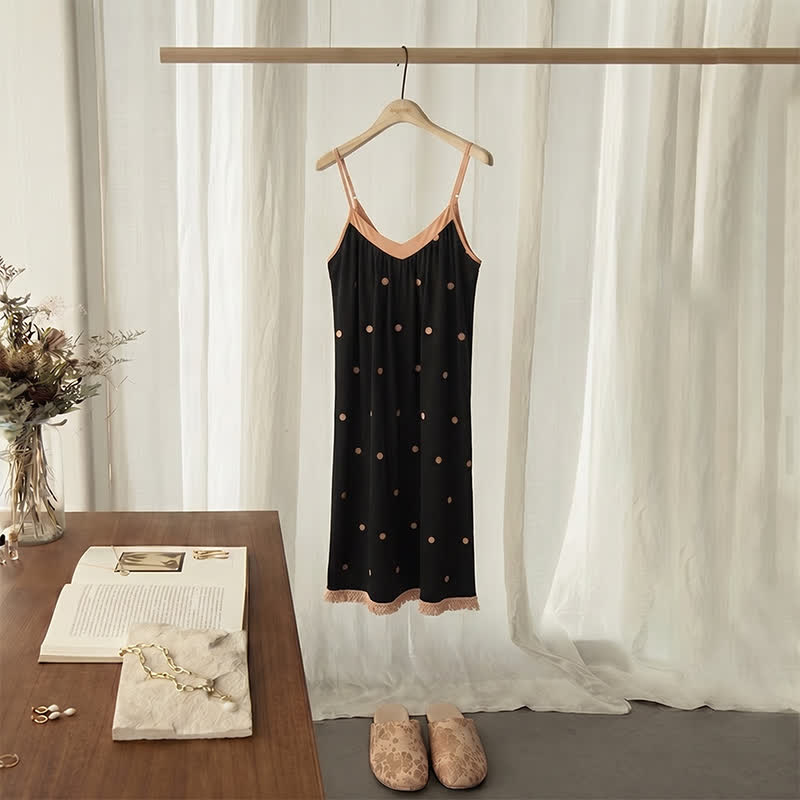 Black Polka Dot Cotton Lounge Dress