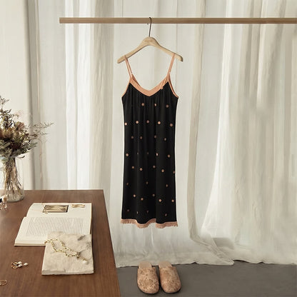 Black Polka Dot Cotton Lounge Dress