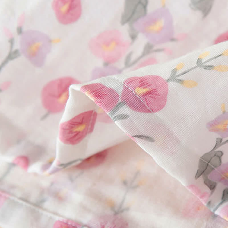 Pastoral Pink Floral Cotton Sleep Dress
