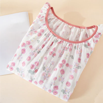 Pastoral Pink Floral Cotton Sleep Dress