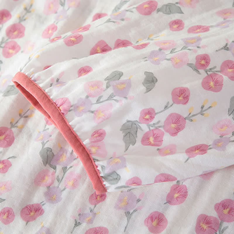 Pastoral Pink Floral Cotton Sleep Dress