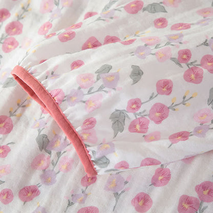 Pastoral Pink Floral Cotton Sleep Dress