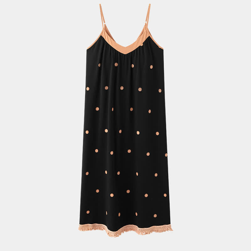 Black Polka Dot Cotton Lounge Dress