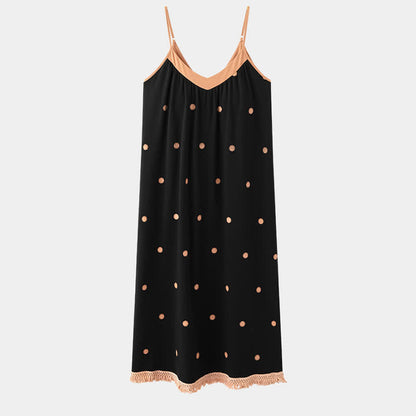 Black Polka Dot Cotton Lounge Dress