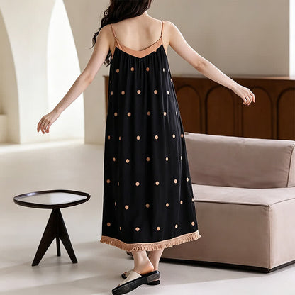 Black Polka Dot Cotton Lounge Dress