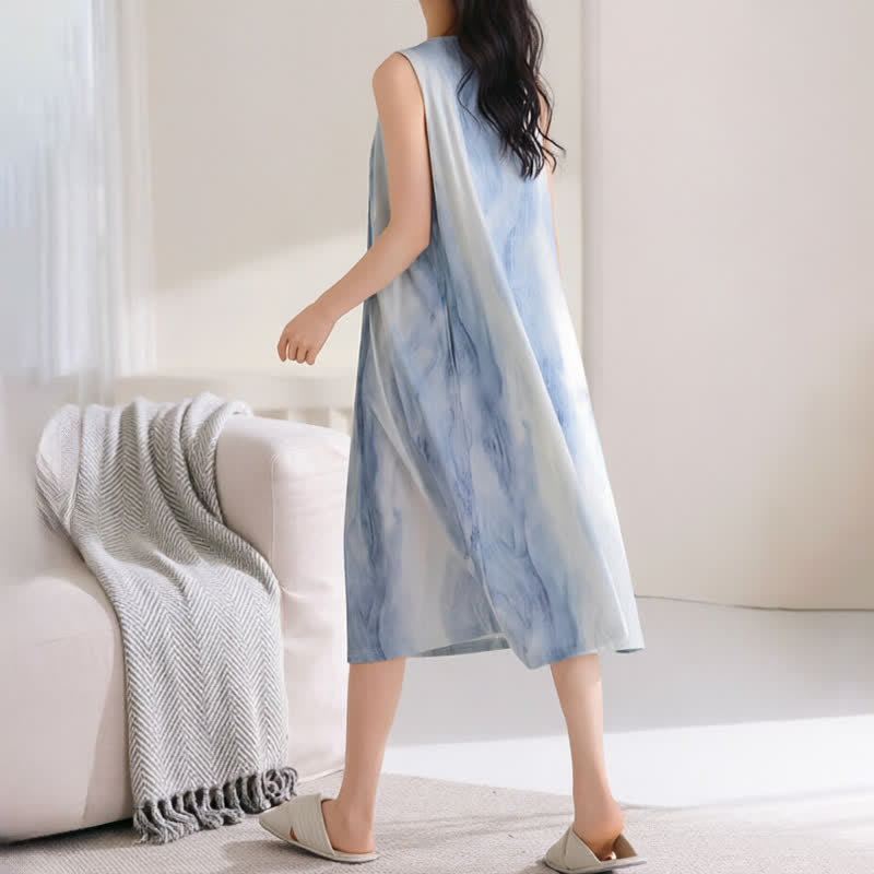 Sky Blue Sleeveless Padded Lounge Dress