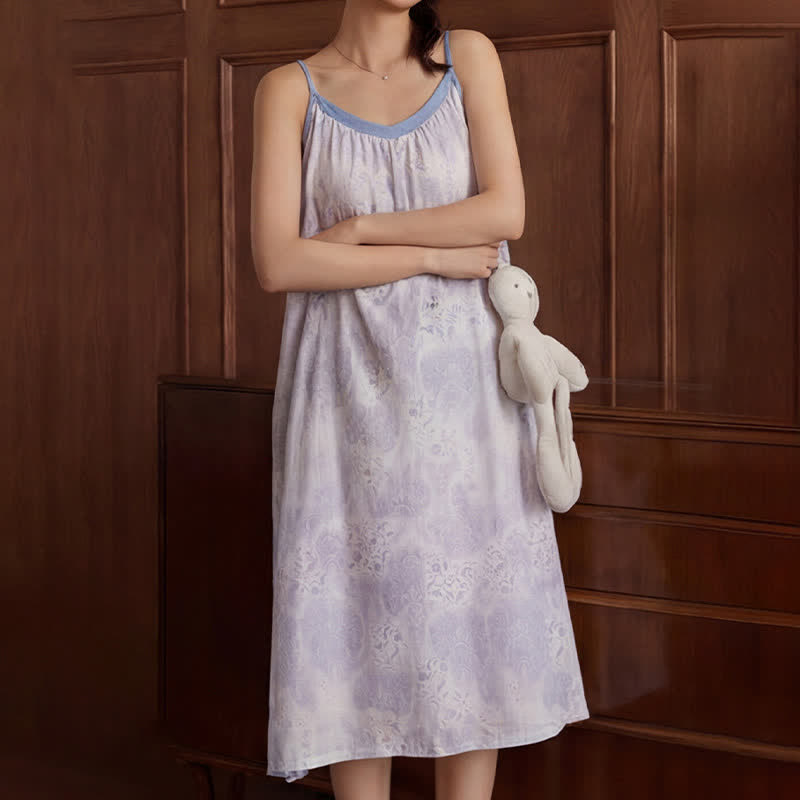 Lavender V-Neck Sleeveless Lounge Dress