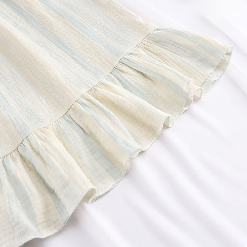 Pastel Stripe Cotton Tiered Cami Nightgown
