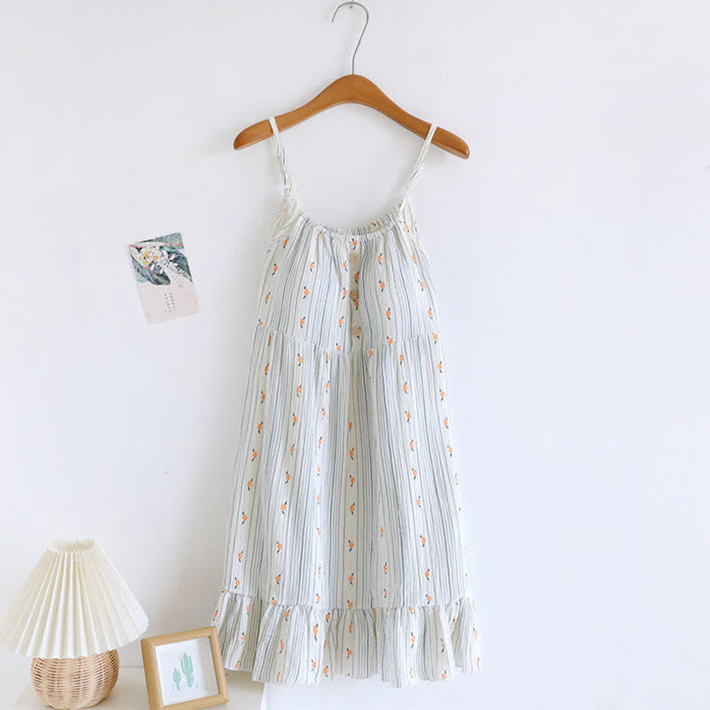 Sweet Floral Cotton Ruffle Cami Nightdress