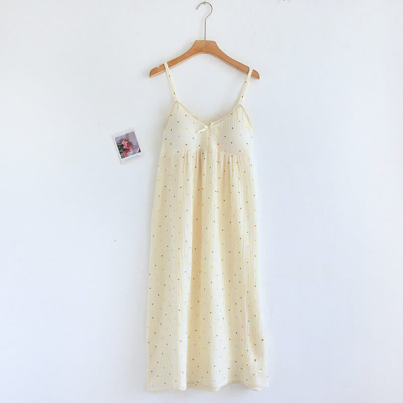 Rainbow Dot Cotton Gauze Lounge Dress