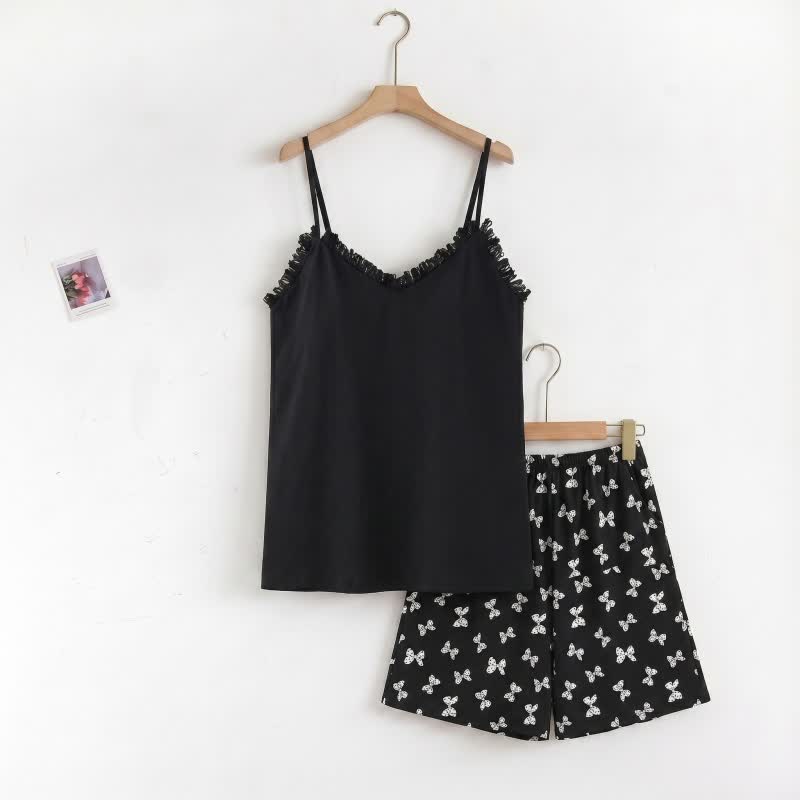 Cami & Bow Print Shorts Pajama Set